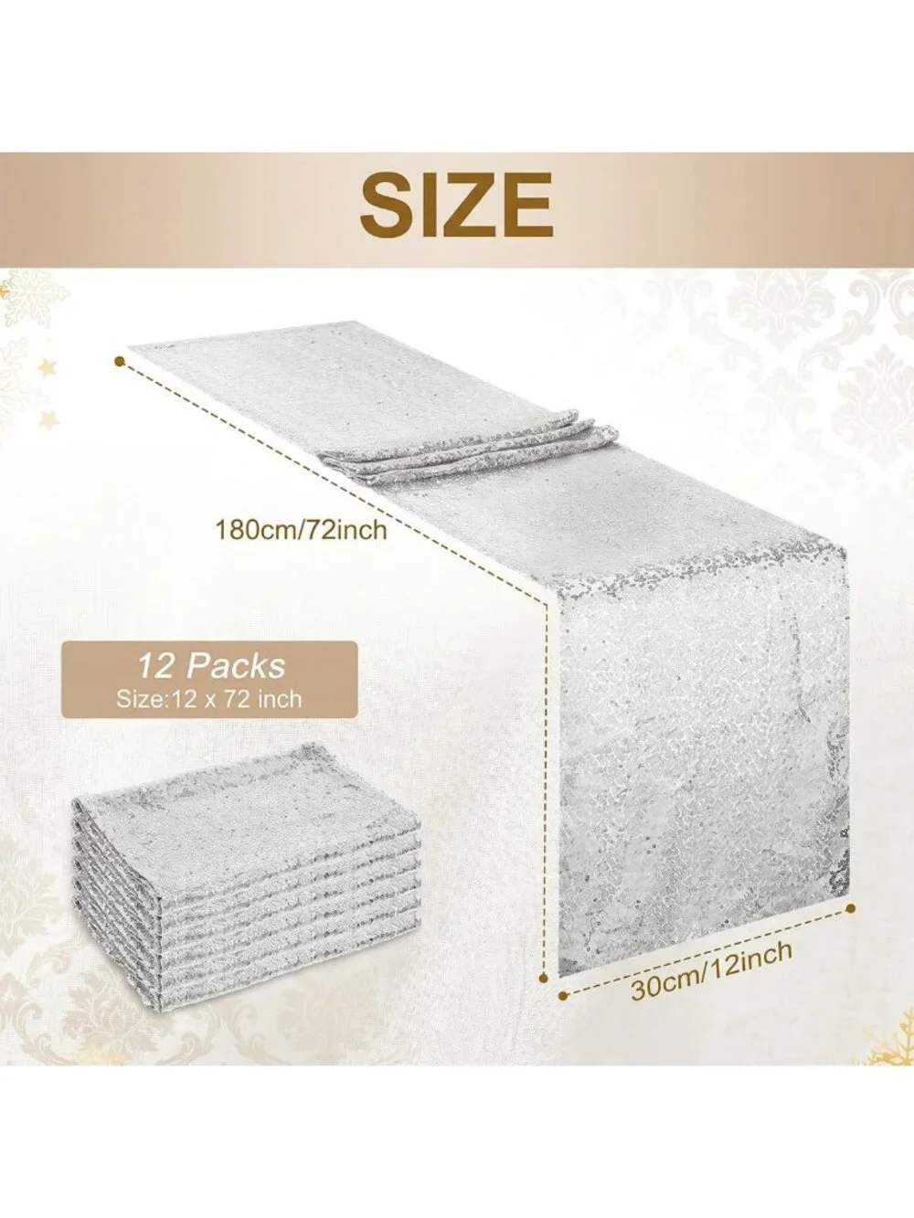 12 Pack Silver Sequin Table Runners 12